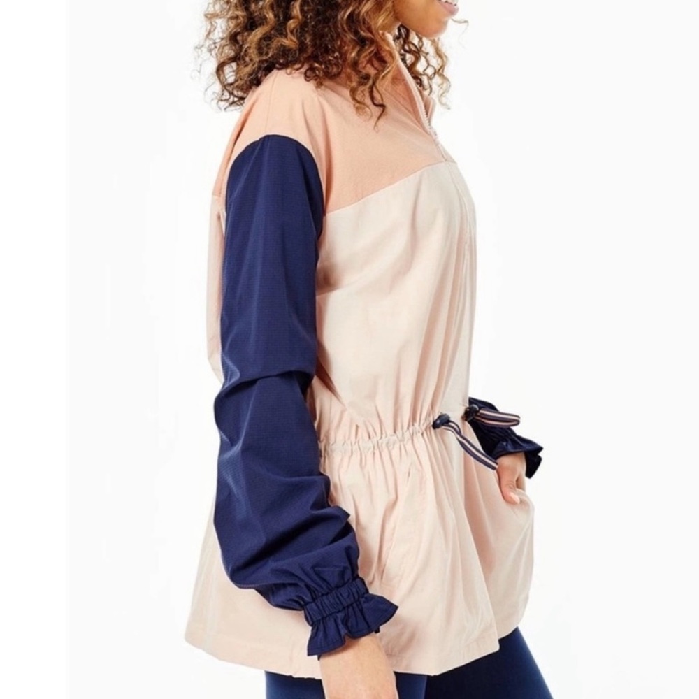 The Upside Yoko Colorblock Windbreaker Pink and Navy Utility Anorak Jacket XS - Picture 5 of 13